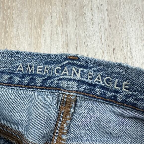 American Eagle Distressed Destroyed Blowout Mom Jean High Rise Denim Jeans 4 - Picture 11 of 16